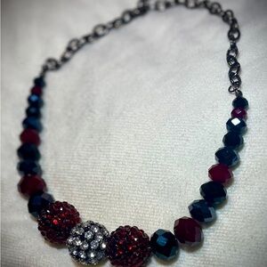 Elegant Red and Silver Beaded Necklace